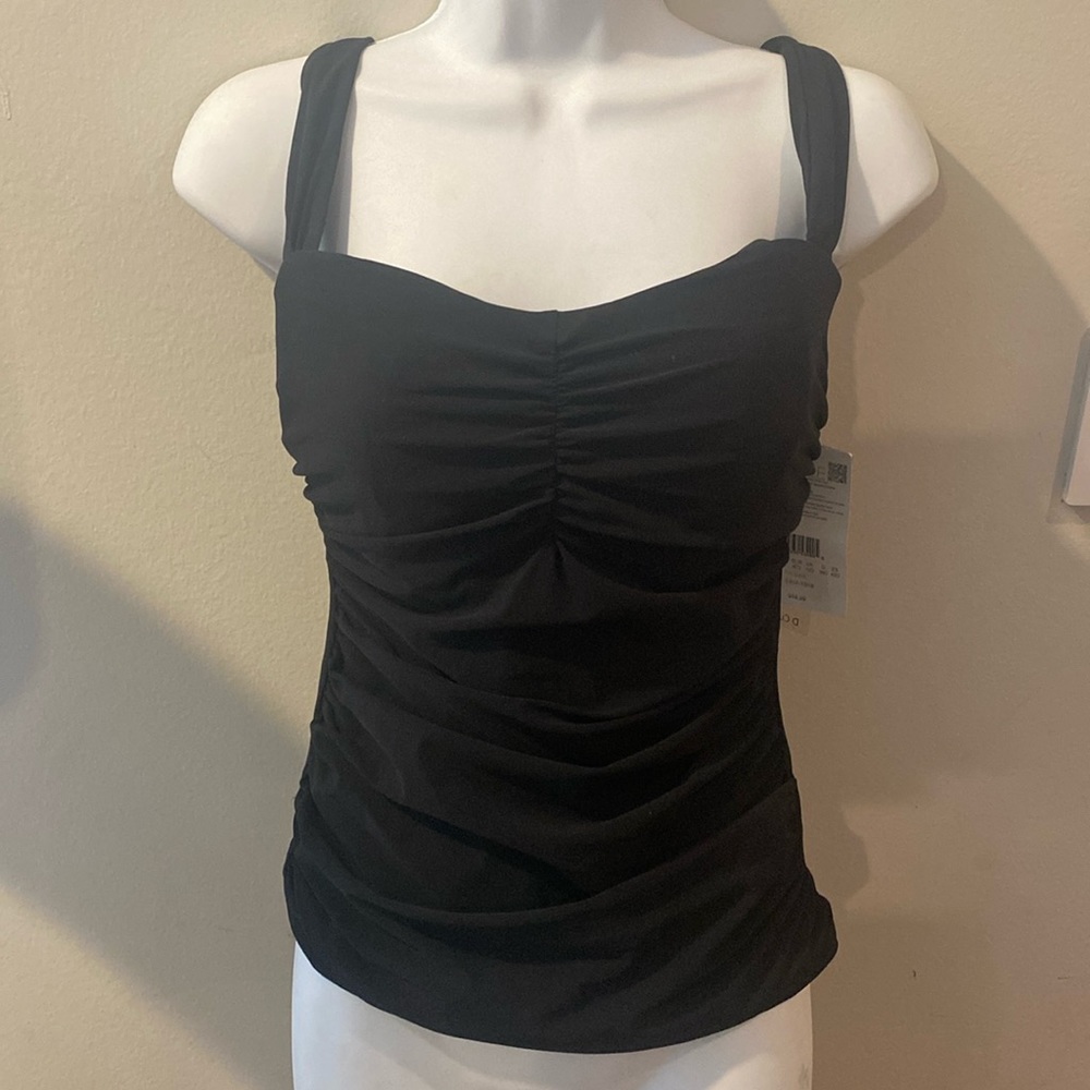 Profile by Gottex Black Tankini Top Padded U/W 34D New